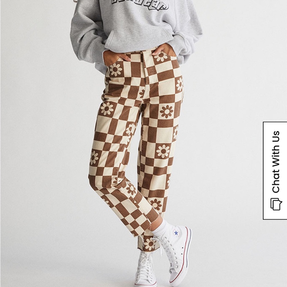 PacSun Eco Flower Checkerboard Jeans
